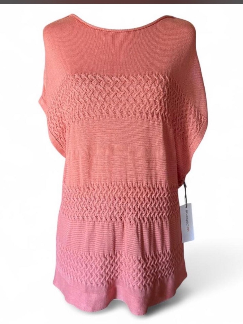 Liz Claiborne XXL - NWT Coral Crochet Coastal Boho Knit Tunic Top/Beach Coverup